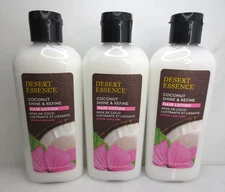 DESERT ESSENCE COCONUT SHINE & REFINE HAIR LOTION 6.4 OZ NWOB SET OF 3