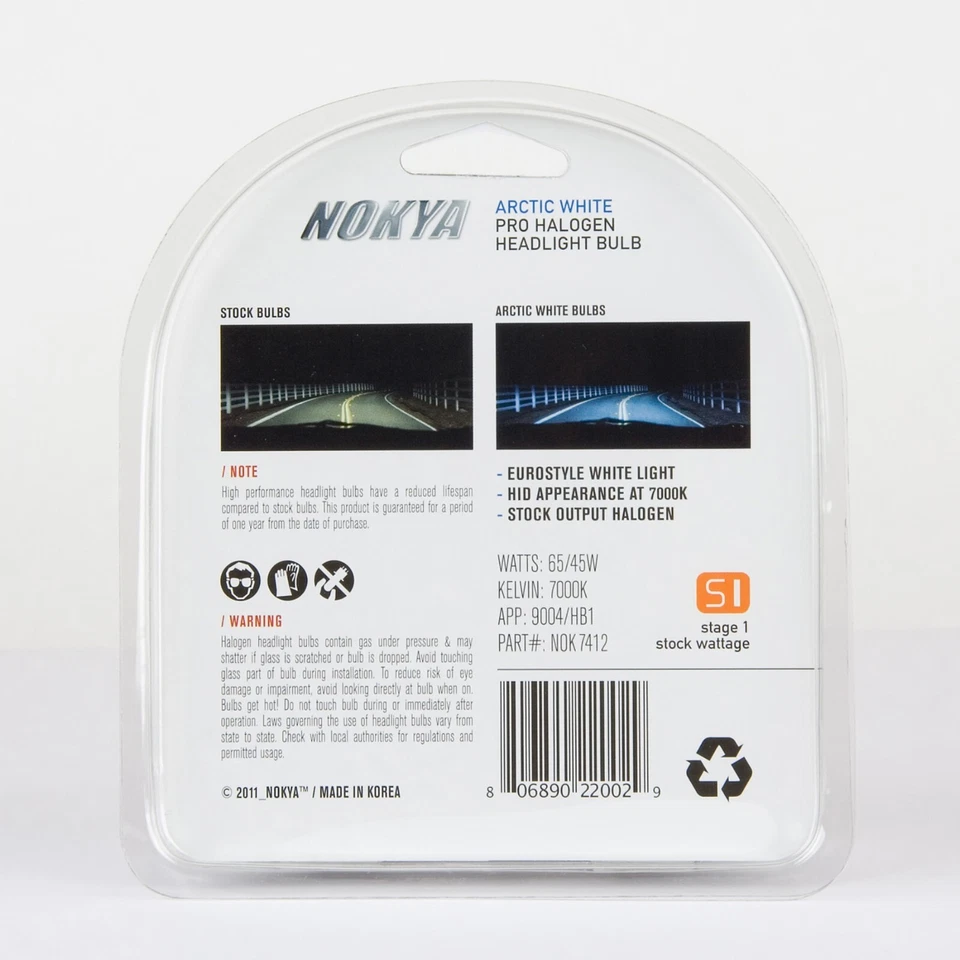 Nokya 7000K Blanco 9004 Nok7412 65/45W Dos Bombillas Cabeza Luz Repuesto Stock OE Foto 3 de 4