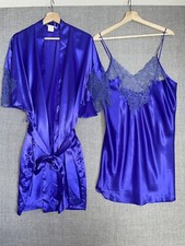 Natori Nightgown Robe Set Womens Medium Purple Lace Vintage 1980s