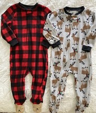 Lot of 2 - by Carter's Footed Fleece Blanket Sleeper Pajama, 2T, Moose Plaid