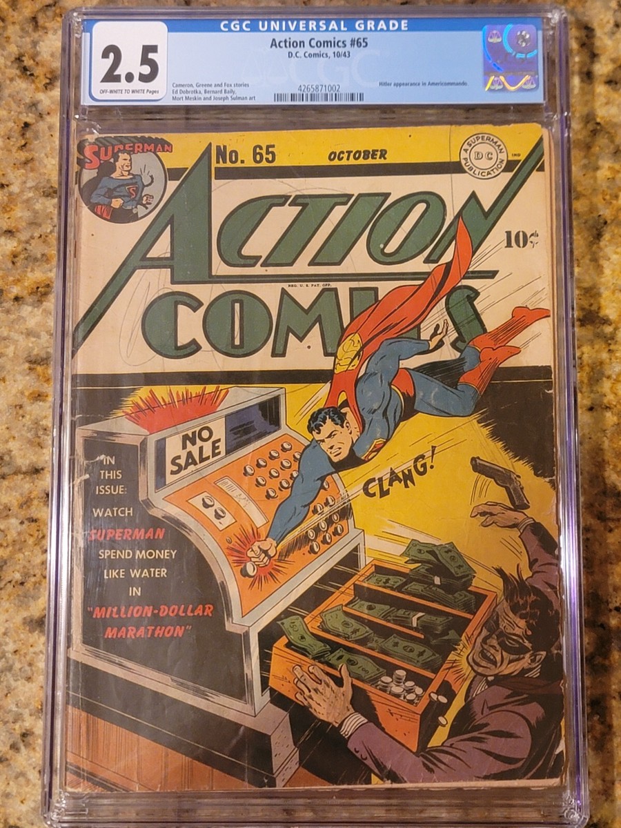 1943 D.C. Comics Action Comics 65 CGC 2.5. Superman & Hitler