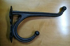 Harness Rustic Cast Iron Double Wall Hat Coat Purse HOOK 5.75"H X 9.5  L