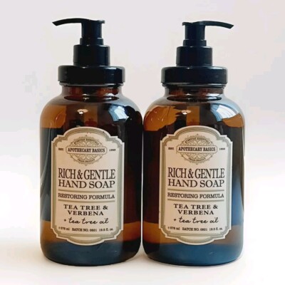 Apotheker Handseife TEEBAUM VERBENA ätherische Öle Glasflasche 2x576ml HOBO