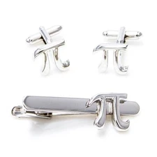 PI 3.1415 Math Cufflinks and Tie Bar Clip Wedding Gift Box Free Ship