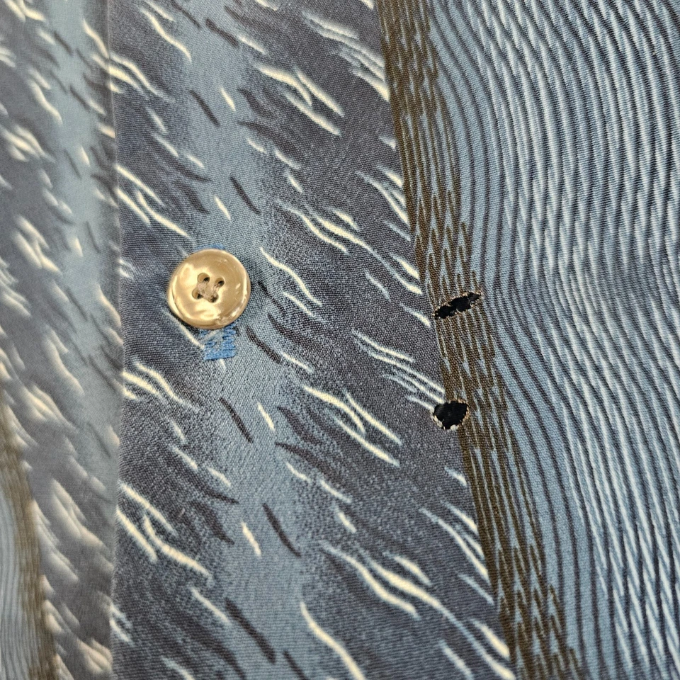 VINTAGE Monzini Shirt Mens Medium M Blue Abstract Short Sleeve Breathable USA - Image 3 of 4