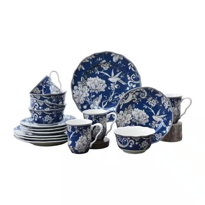 Amazing16-Piece Dark Blue Porcelain Dinnerware Set
