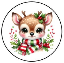 ADORABLE CHRISTMAS REINDEER SCARF ENVELOPE SEALS LABELS STICKERS PARTY FAVORS