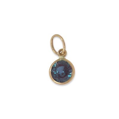 Lab Created Alexandrit Charm 5mm Rund Handgefertigt In 14k Gelbgold