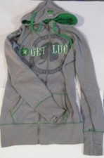 Get Lucky Team Ortho S Sm Small Gray Green Clover Zip Hoodie Sweatshirt Uniesex