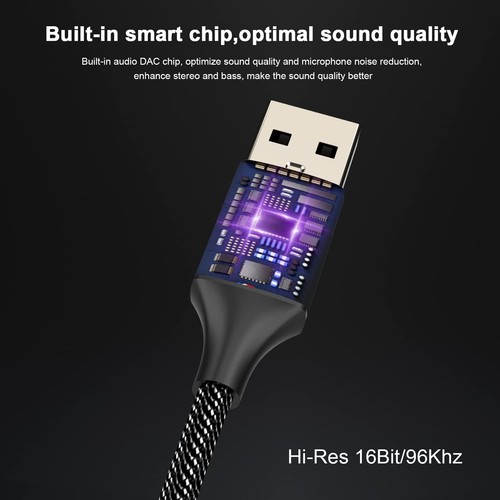 Pack 2 Adaptateur USB vers 3.5mm Audio Jack pour AUX Stéréo Convertisseur Casque Ordinateur Portable - Photo 2/6
