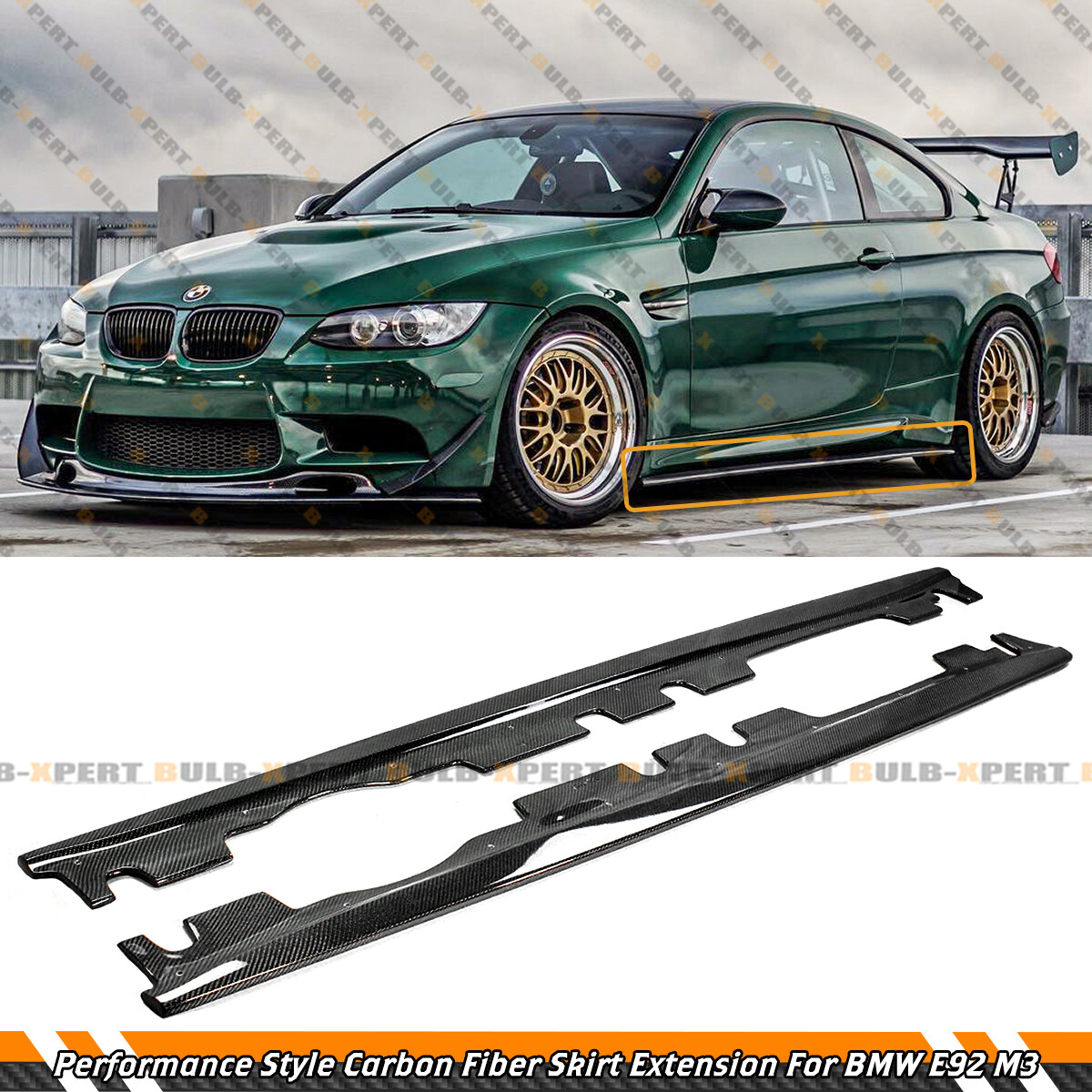 Performance Carbon Fiber Side Skirt Extension Splitters For 08-13