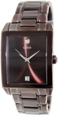 NEW-GUESS BROWN ESPRESSO TONE,S/STEEL,41 MM,DIAMOND,BRACELET MEN WATCH-U0102G1
