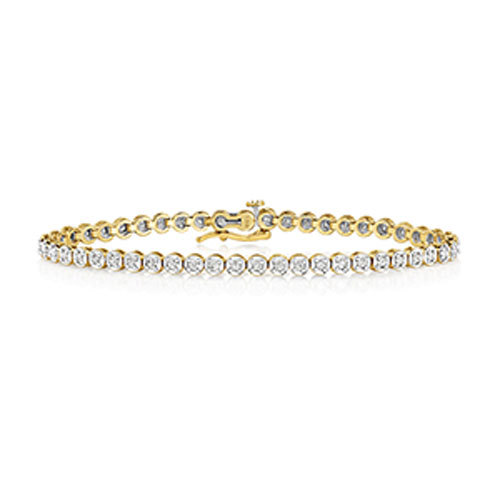 Bracelet de tennis diamant or jaune 9 ct - 1 carat - Photo 1/2