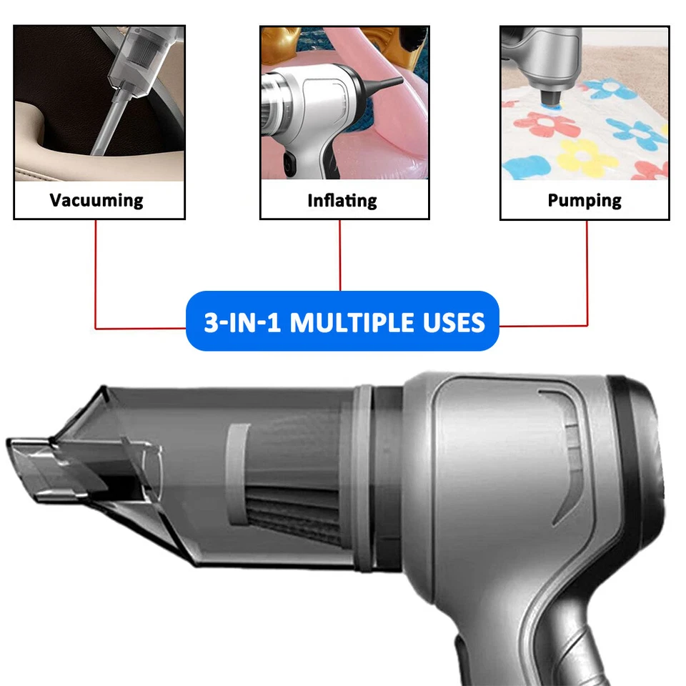 120W 9000PA Cordless Handheld Vacuum Cleaner Blower Car Auto Home Wet Dry Duster - Image 2 of 4