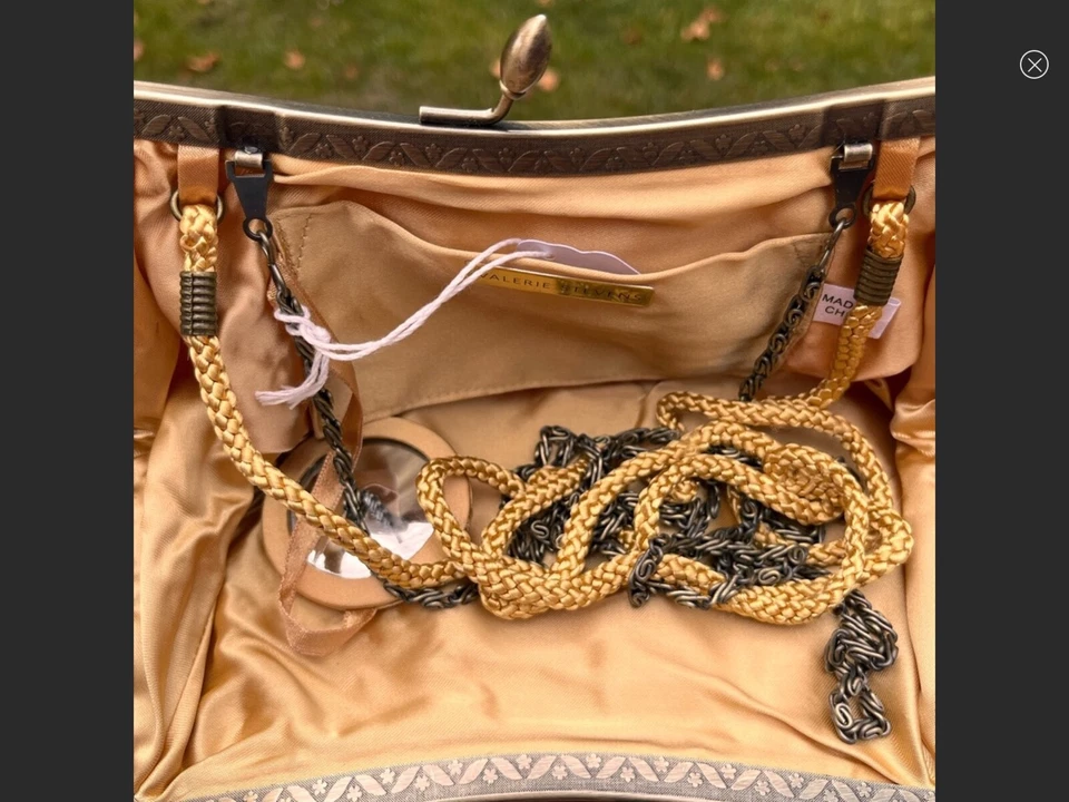 Bolso sin asas vintage dorado amarillo bolso de noche Valerie Stevens Foto 4 de 4