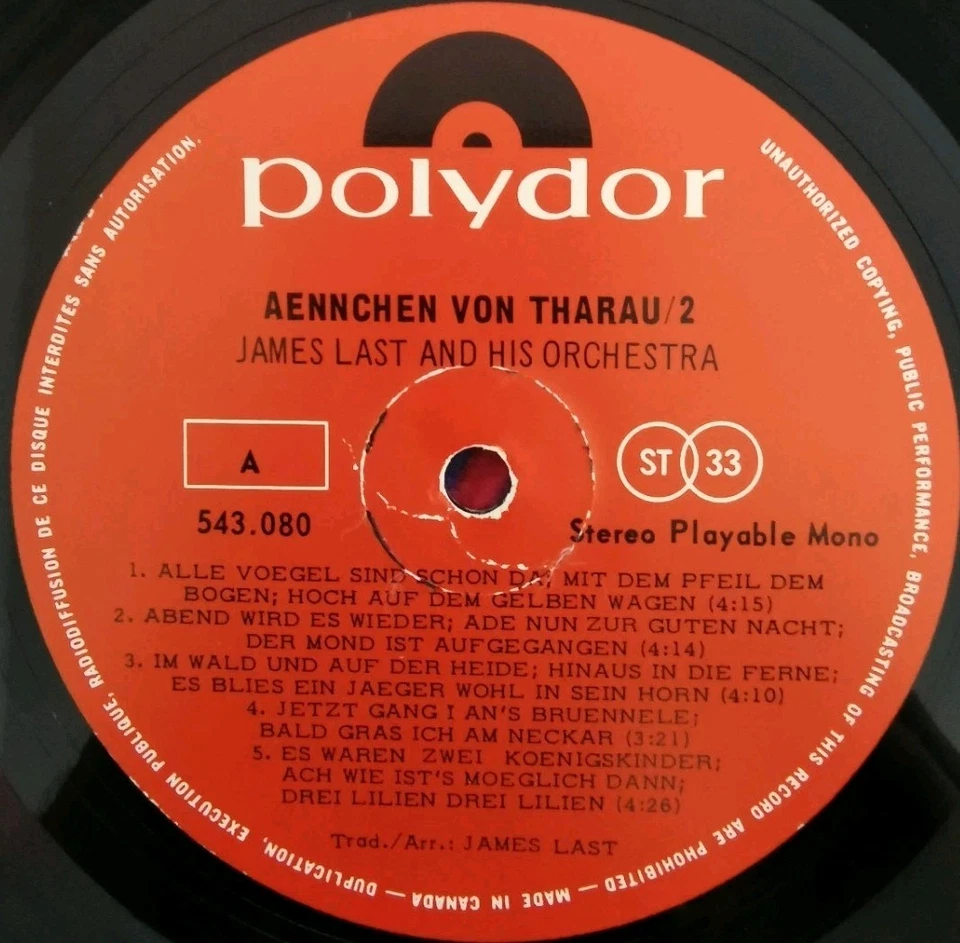 Vinyl LP James Last - Annchen Von Tharau/2 VG 543.080 Canada Schlager - Image 3 of 4