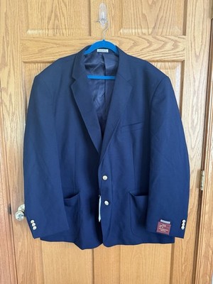 NWT Louis Martin Blazer Mens 56R Wool Blend Navy Hopsack Sport Coat Classic