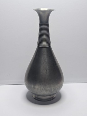Vintage Selangor Pewter 97% Bud Vase Ribbed Neck MCM Malaysia 10 