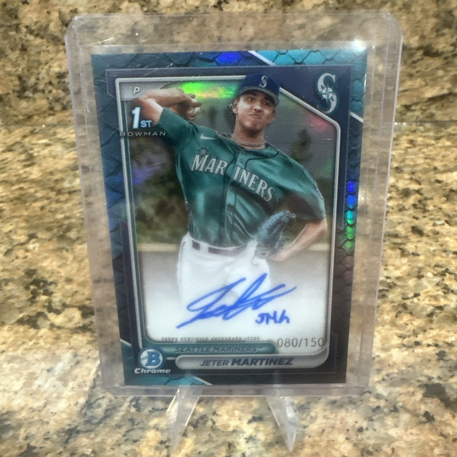 2024 Bowman Chrome Jeter Martinez #CPA-JMZ Blue Reptilian Refractor Auto /150