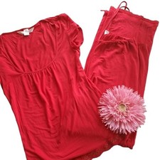 Victoria's Secret Angels Red Short Sleeve Pajama Set Stretch Lightweight