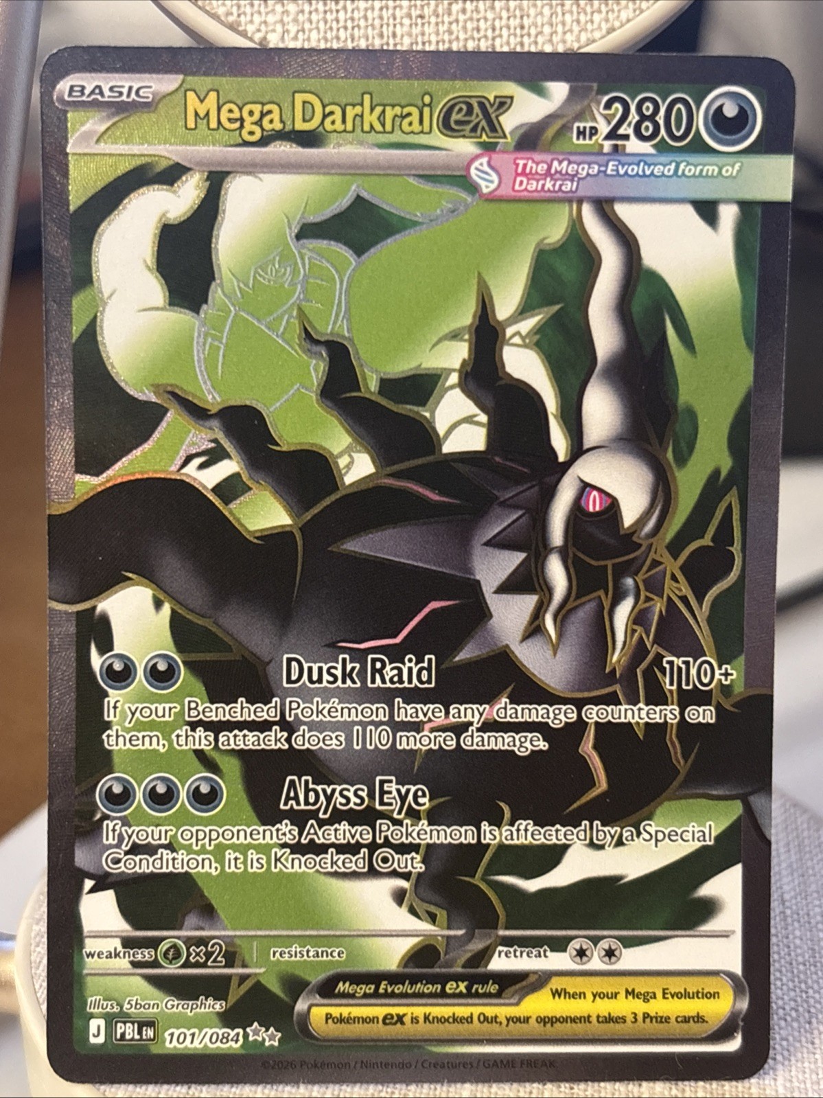 Pokemon TCG Mega Darkrai Ex 101/084 Full Art, Pitch Black, New Set Fast Ship