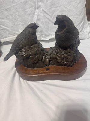 Bruce Killen Signed Bronze Of A Pair Of Quail. Crest Broke Off The Males Head￼