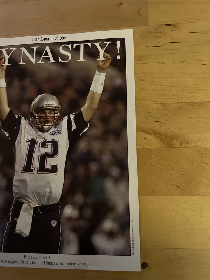 New England Patriots Super Bowl Champions Globo 2005 ¡Inserto de periódico Tom Brady! Foto 2 de 4