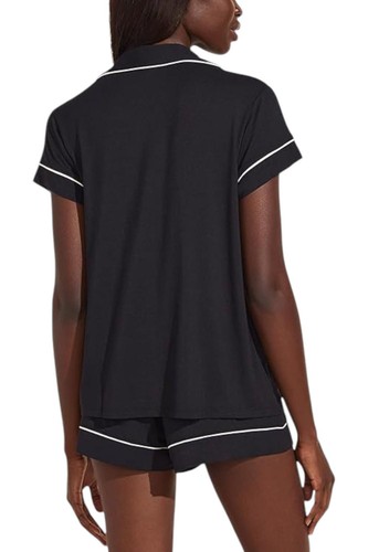 Eberjey Women's Gisele Shortie Short PJ Set Black/Sorbet Pink - Picture 2 of 2