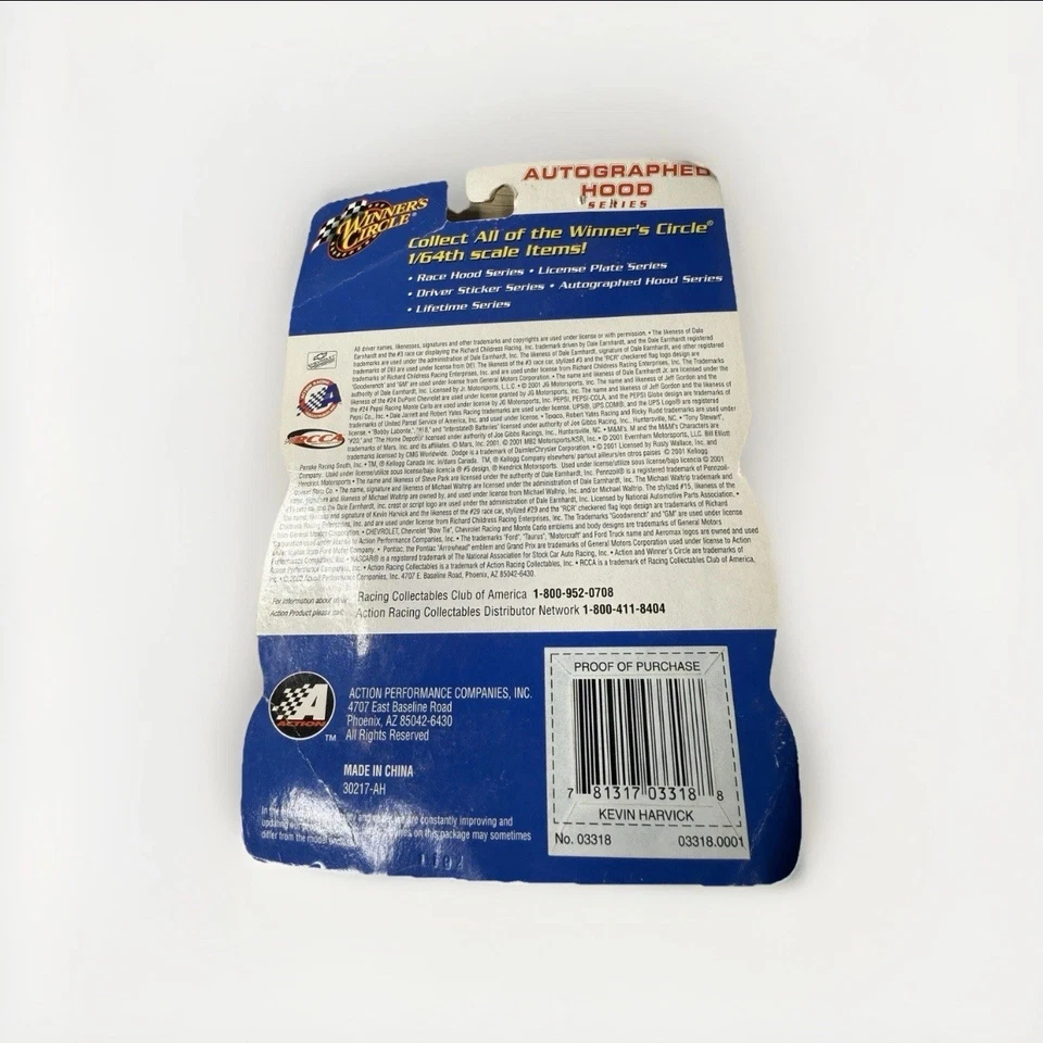 2002 Winners Circle 1/64 Kevin Harvick #29 E.T. Autographed Hood Series RARE - Image 2 of 2