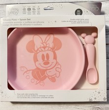 Disney Baby 2pc Silicone Plate  Spoon Set- Minnie Mouse Pink