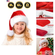 Kids Santa Hat Christmas Hat for Kids Baby Unisex Velvet Plush Warm