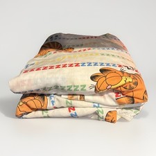 Vtg Garfield Twin Flat  Fitted Bed Sheets Primary Color Stripes 1978 92x80  