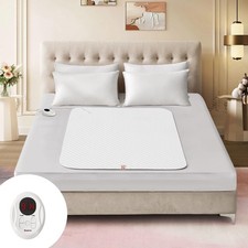 31x55 Inch Waterproof Heated Mattress Pad Mini Twin Electric Bed Warmer White