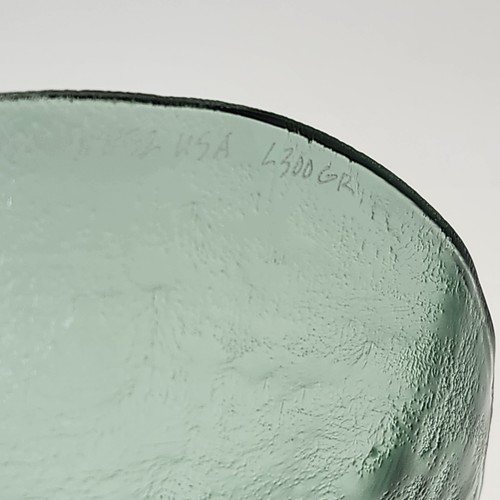 Annie Glass Signed Large Leaf Bowl Art USA L300GR Sculpture Platter Centerpiece - Picture 6 of 12