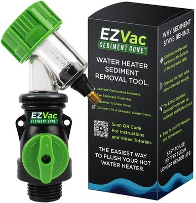EZVac Water Heater Sediment Removal Tool   Flushes & Breaks Up Clogs