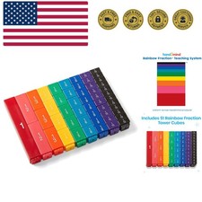 Rainbow Fraction Tower Cubes, Fraction Equivalency, Montessori Math Blocks Ma...