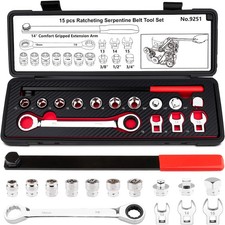 15pcs Serpentine Belt Tool Set Professional Ratcheting Serpentine Belt Tensione