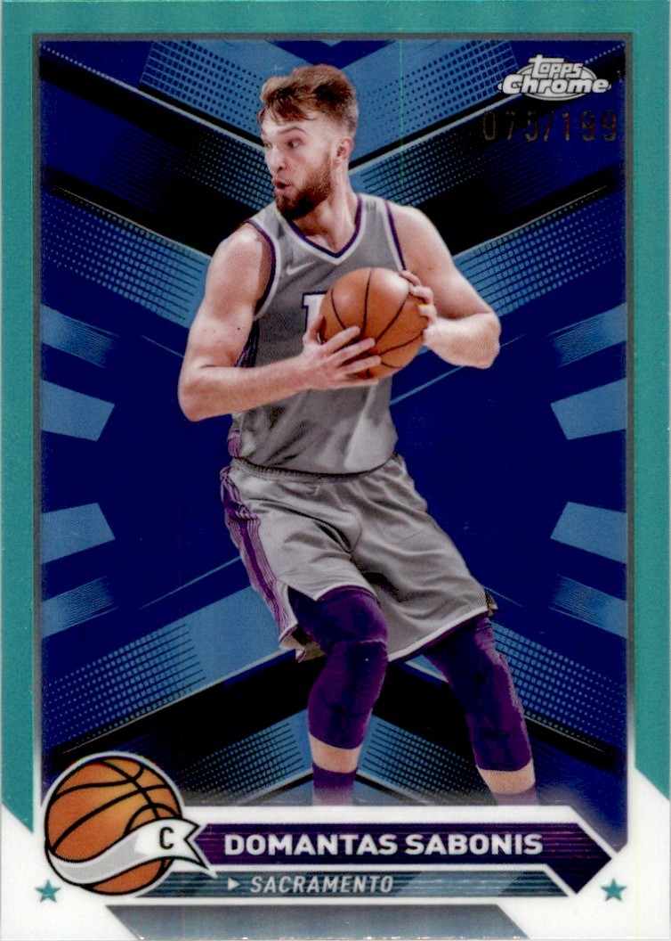 Domantas Sabonis 2023-24 Topps Chrome Aqua Refractor #153 075/199 Sacramento