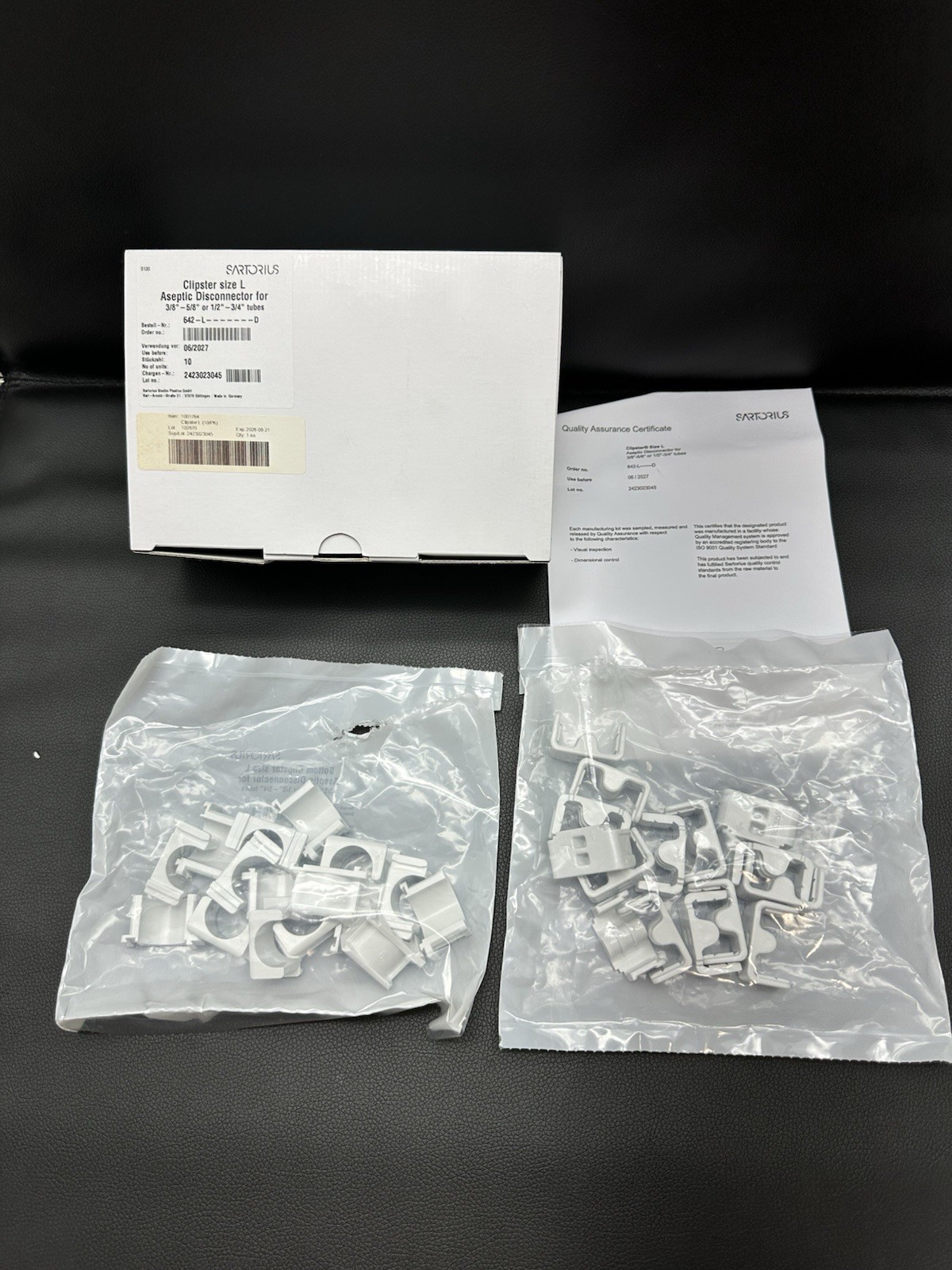 Sartorius 642-L-D Top/Bottom Clipster Size L Aseptic Disconnector Pack of 15 New
