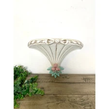 Vintage Burwood Hanging Wall Shelf with Bow Pediment Romantic Retro Cottagecore