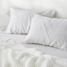 King 100 Linen Pillowcases Dark Gray Micro Striped - Casaluna