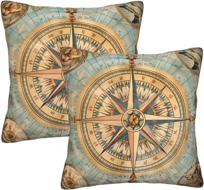 Map Nautical Throw Pillow Covers 18 X 18 Inch Set of 2 Pillow Cases Decoration C