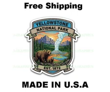 Yellowstone National Park Vintage Style Travel Decal, Vinyl Sticker C