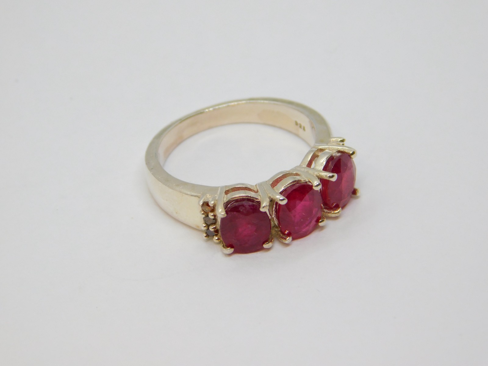 Sterling Silver Triple Ruby & Orange Diamond Dres… - image 2