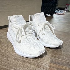 adidas Womens White Knit Athletic Sneakers F3...