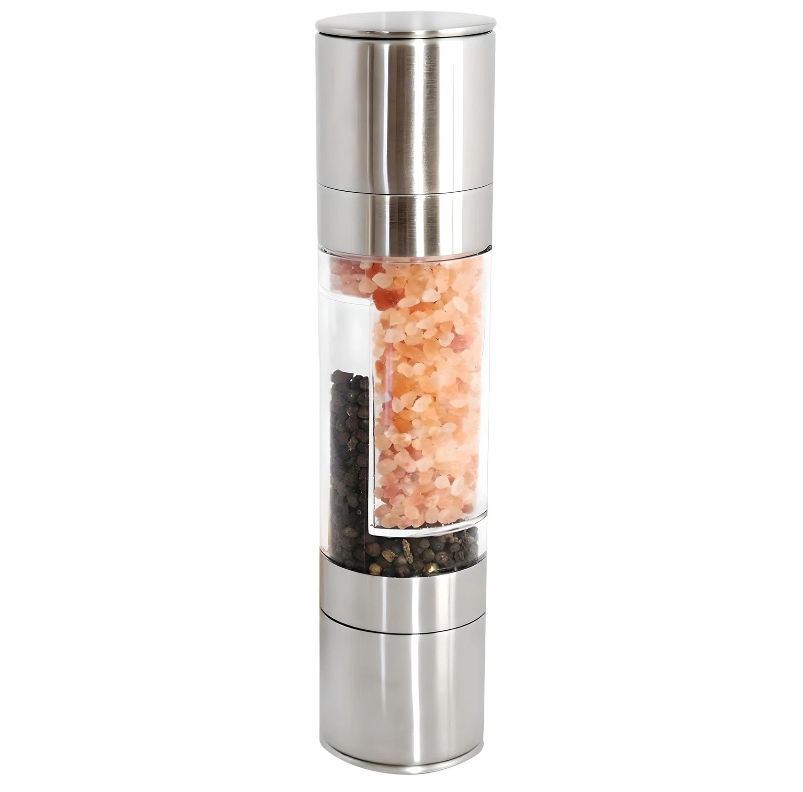 All-in-One Salt and Pepper Grinder Set, 2-in-1 Dual Mill Combo, Stainless Ste...