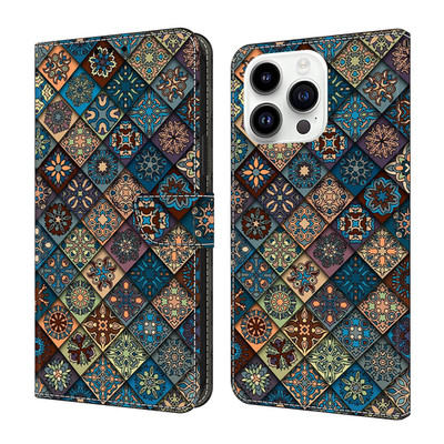 For Various Phone Retro ethnic style Card Wallet Case Flip Stand Cover Magnetic