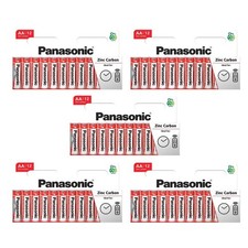 60 x AA Genuine Panasonic Zinc Carbon Batteries - New R6 1.5V Longest Expiry UK 0.21 per battery
