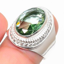 Green Amethyst Gemstone 925 Sterling Silver Jewelry All Size Ring For Gift