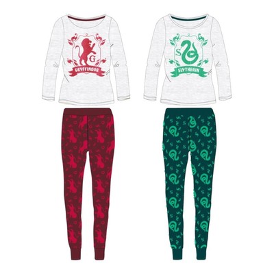 Harry Potter Mädchen Pyjama | Gryffindor oder Slytherin | Lang